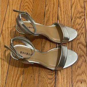 Bamboo Strappy High Heel Silver Sandals